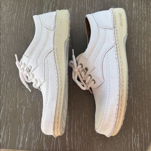 Birkenstock Classic White Leather Oxfords Lace Up Design Size M8 / L10 Germany - Picture 3 of 12